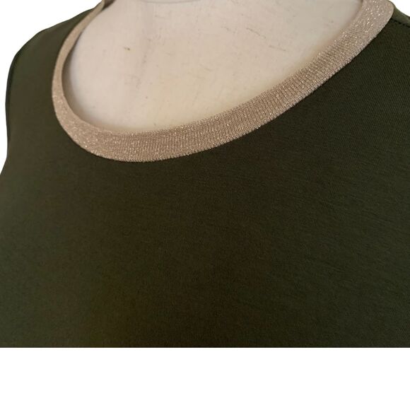 Michael Kors Olive Green A-Line Maxi Dress Short Sleeve Size PM - Picture 9 of 11